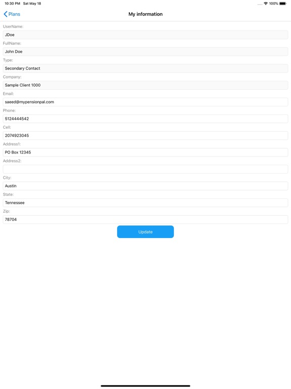 PensionPal iPad screenshot