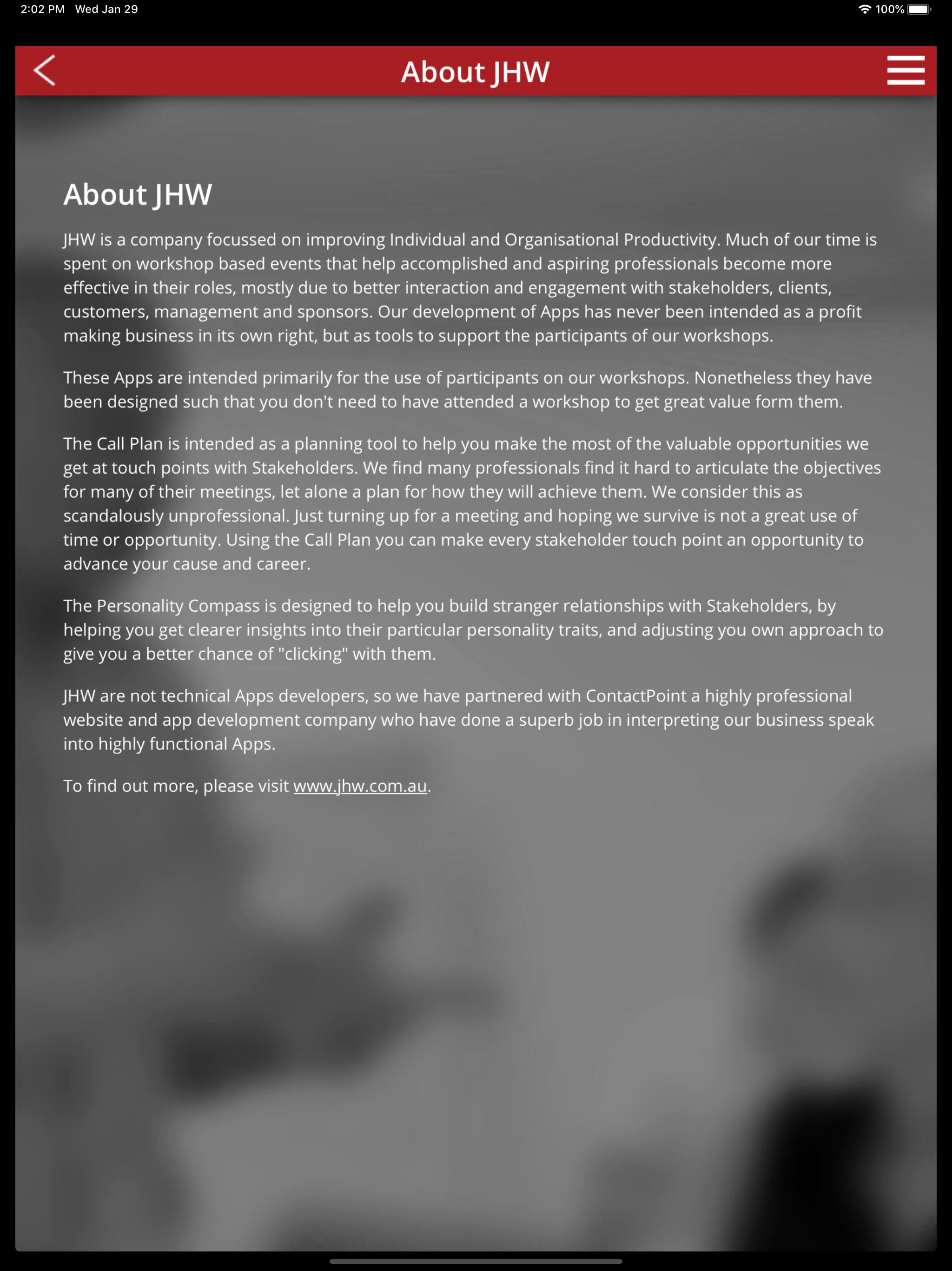 JHW Call Plan screenshot 10