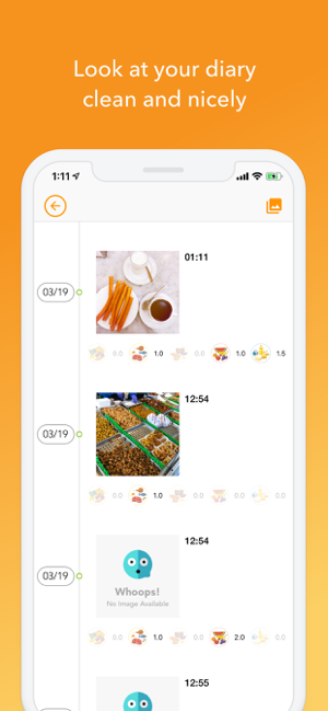 FoodyLife: Screenshot van de app Food Diary