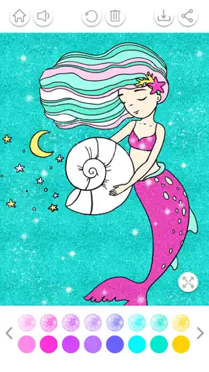Mermaid Coloring Book Glitter screenshot 2