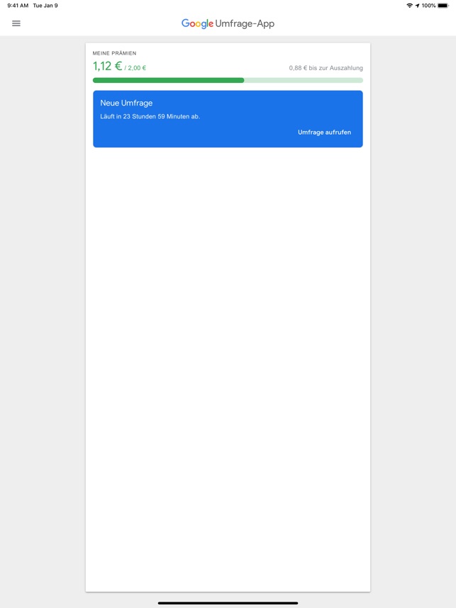 Google Umfrage-App im App Store