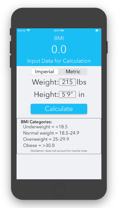 BMI Calculator - Fast & Simple iPhone screenshot 1 - Health & Fitness app