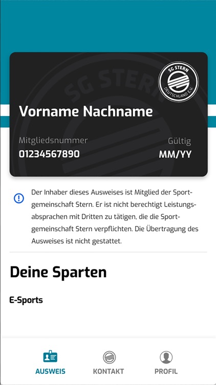 SG Stern - Mitgliedsausweis