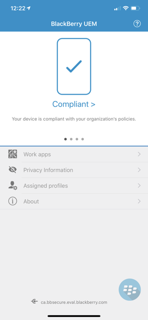 ‎BlackBerry UEM Client Screenshot