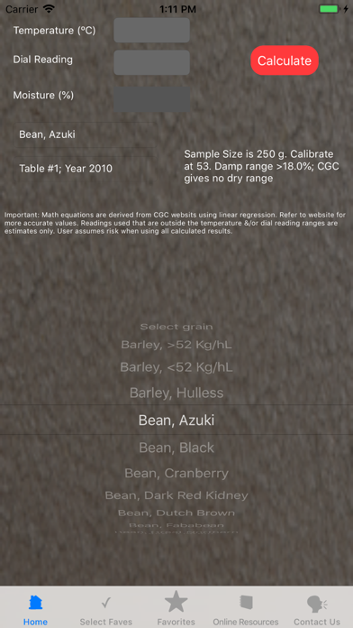 Grain Moisture Screenshot