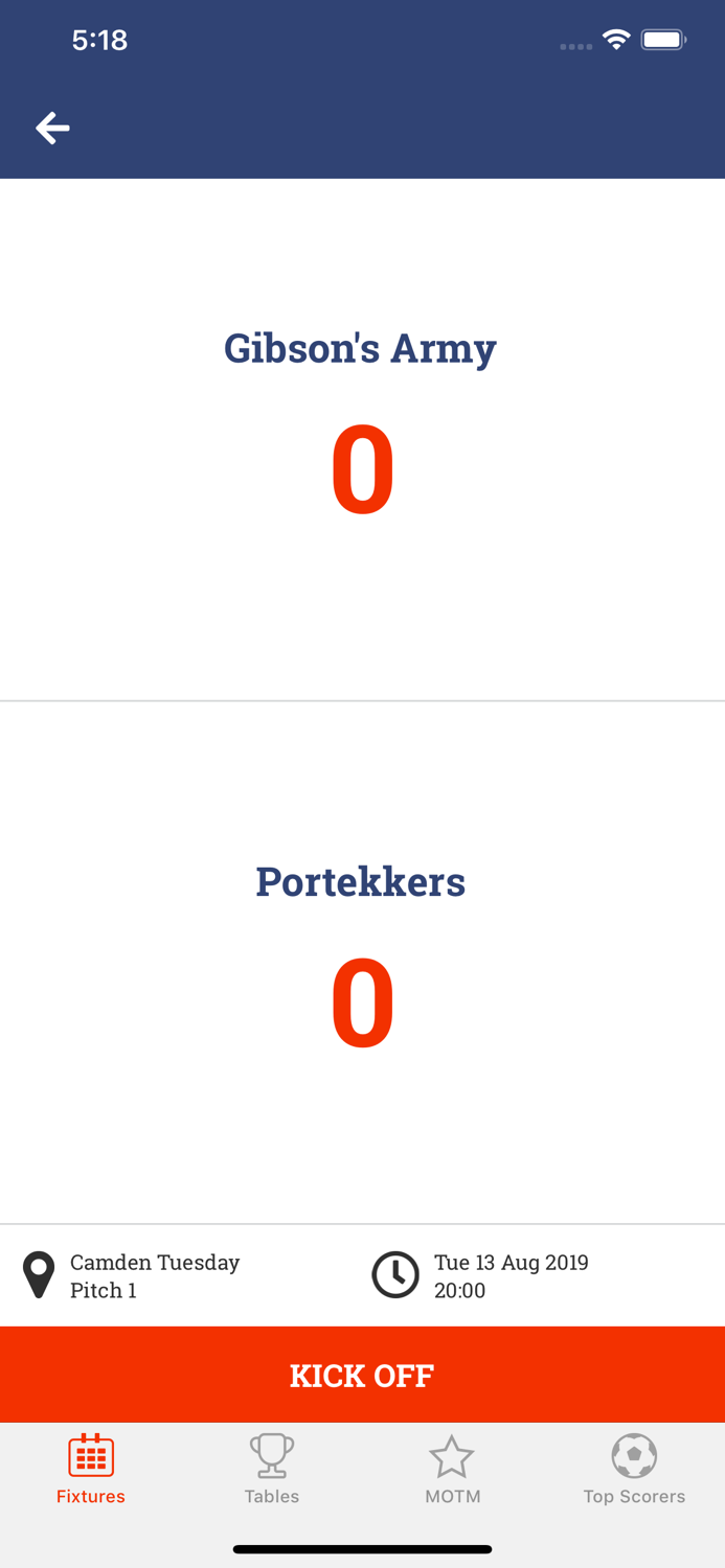 Playfiveaside Results App