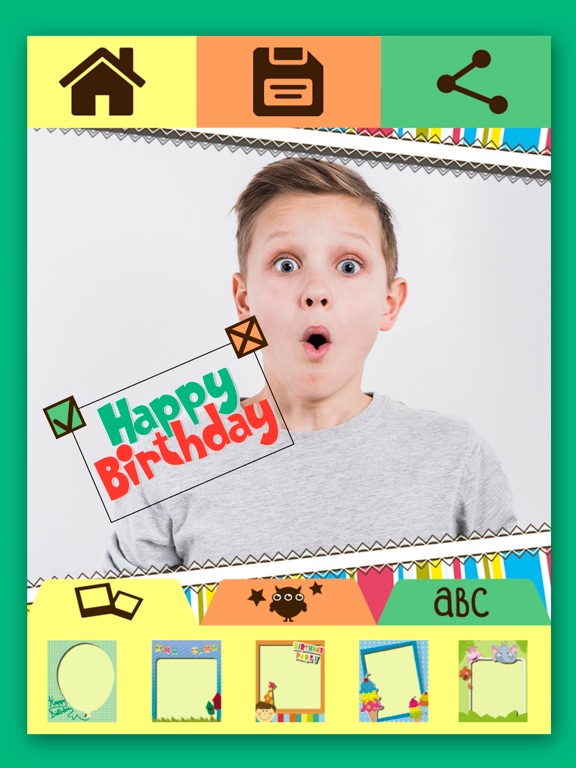 Happy birthday greeting frames iPad screenshot