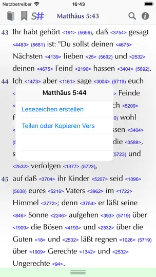 Screenshot von Importantia Strong-Bibel auf dem iPhone 6