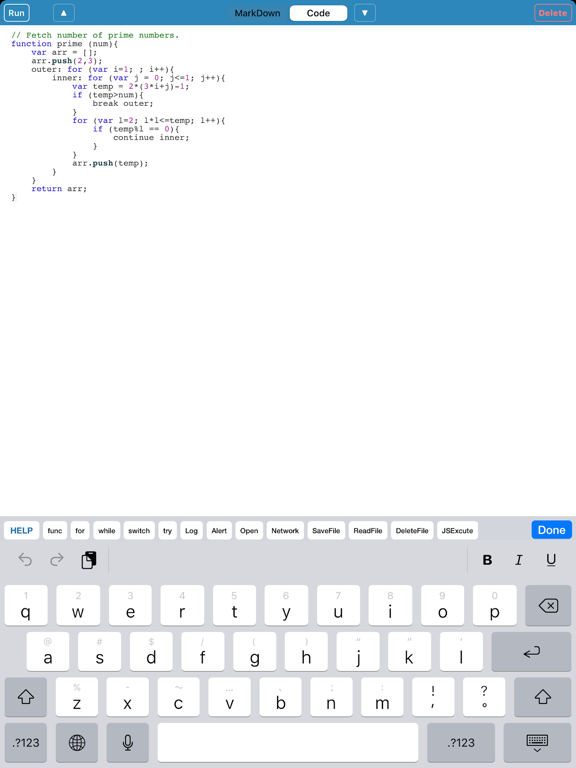 JS.Notebook iPad screenshot