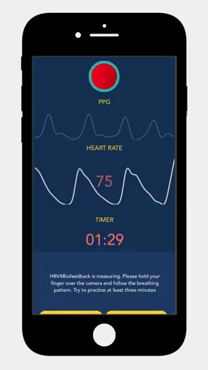 Captura de pantalla de HRV4Biofeedback en iPhone 1
