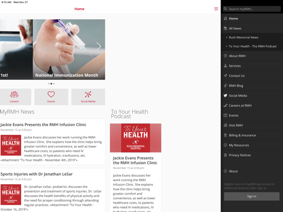 myRMH iPad screenshot 2 - Social Networking app