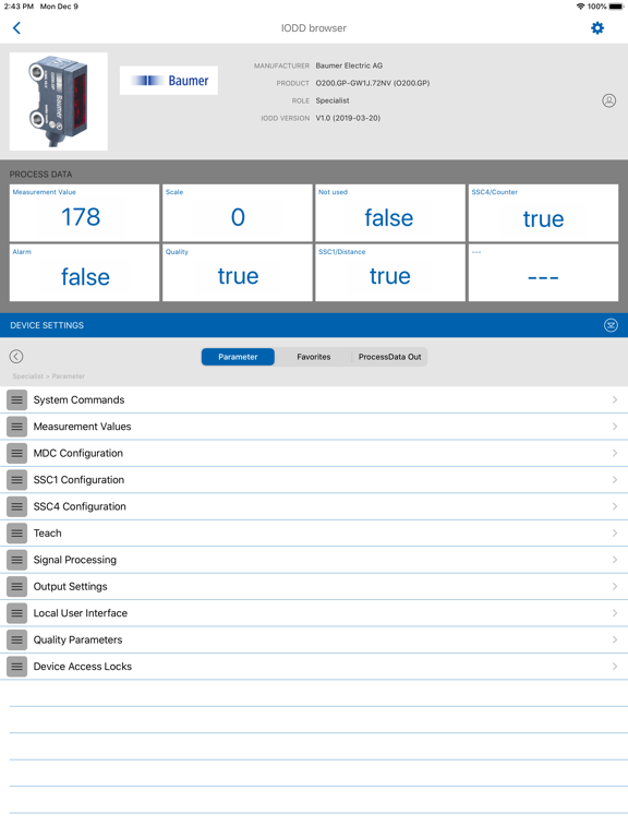 SensControl iPad screenshot