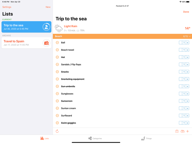 ToPack: Pack your luggage! Screenshot