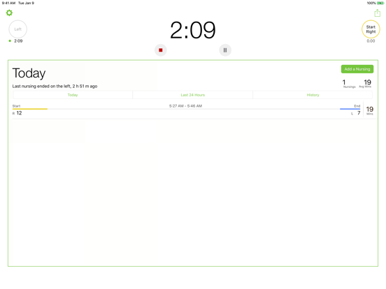 The Nursing Log iPad screenshot 1 - Lifestyle app