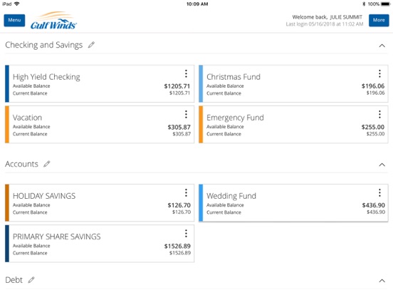 Gulf Winds Mobile Banking iPad screenshot 1 - Finance app
