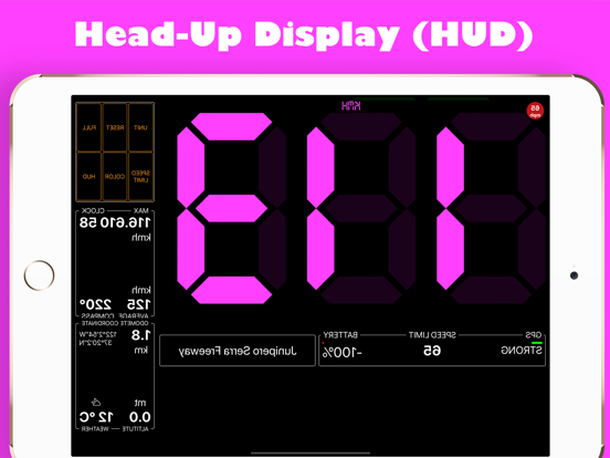 GPS Speedmeter mph kmh iPad screenshot 7 - Navigation app
