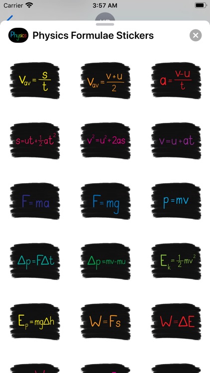 Physics Formulae Stickers
