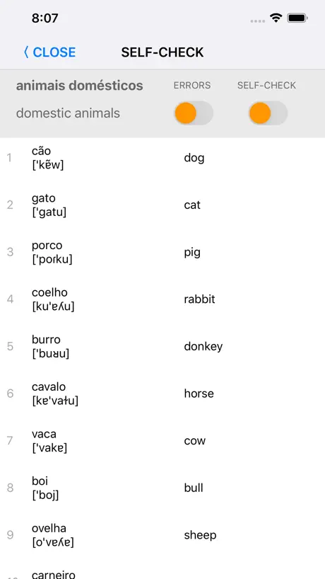 Learn Portuguese words with ST
