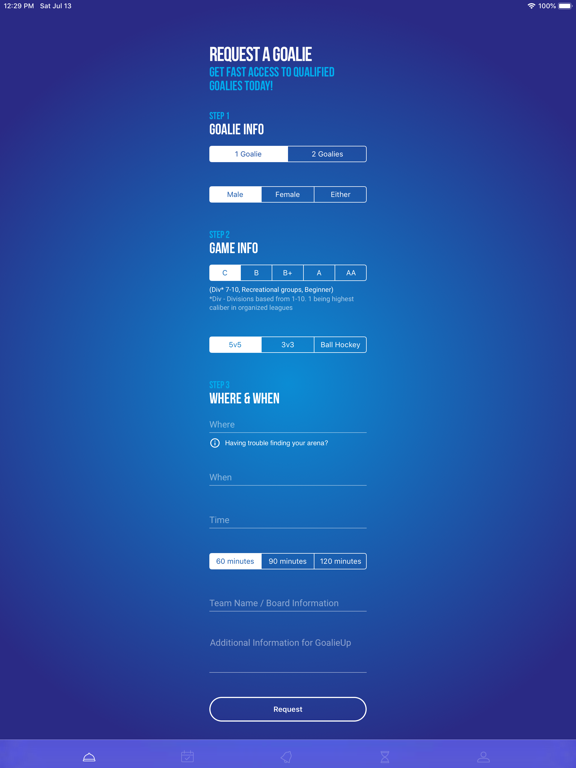 GoalieUp iPad screenshot 1 - Sports app