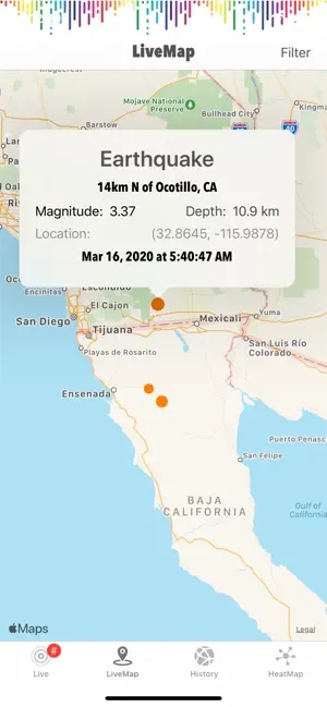 Captura de Pantalla 3 Mapas de Terremotos - eQuake iphone
