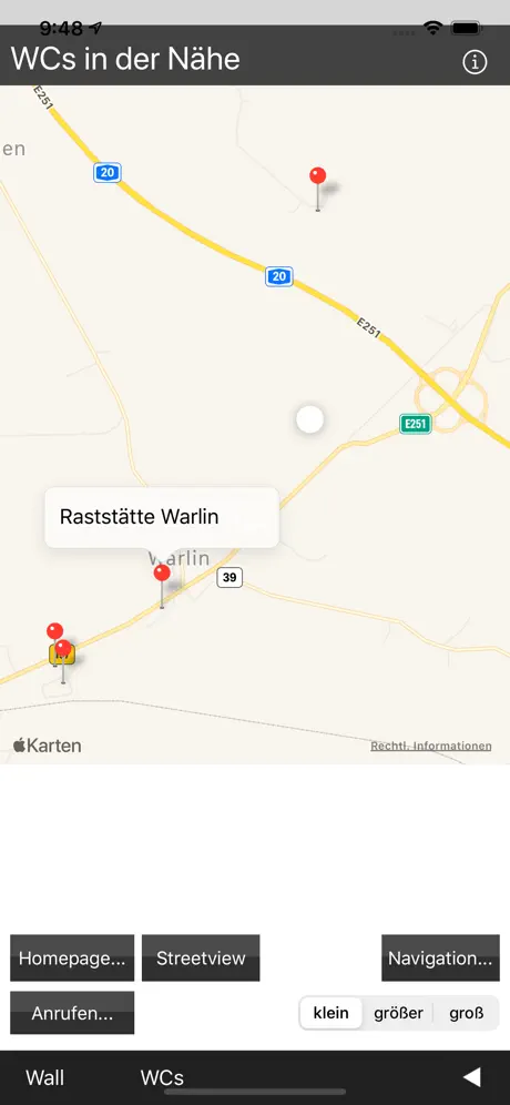 WCs in der Nähe