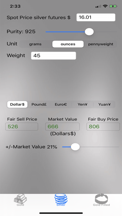 Gold Silver Pricer Screenshot