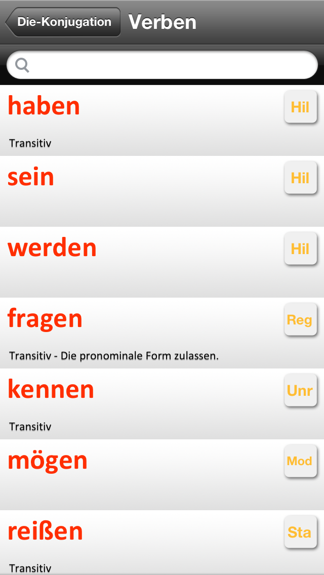 German Verbs Conjugation Screenshot