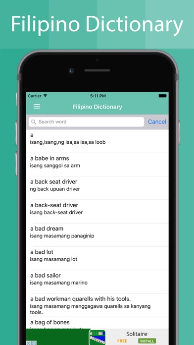 How to cancel & delete Filipino Dictionary Offline from iphone & ipad 2