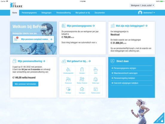 BeFrank - Mijn Pensioen iPad app afbeelding 1