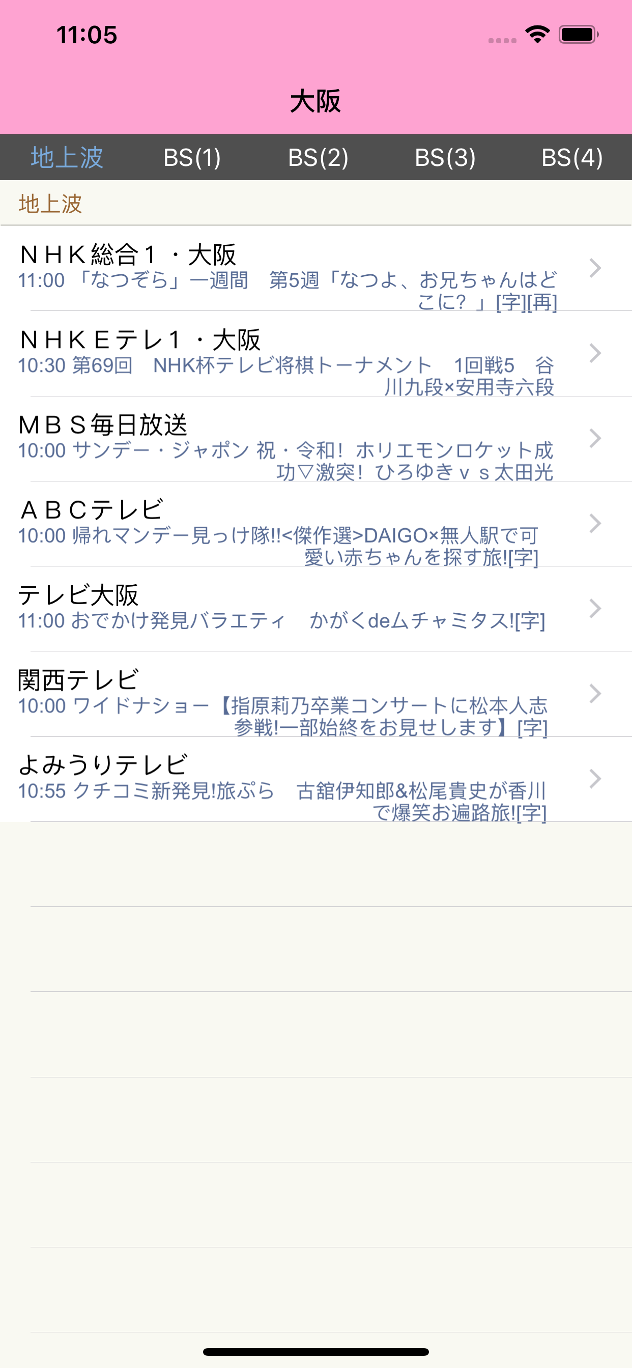 日本のテレビ番組表