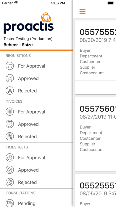 Proactis Approval App Screenshot