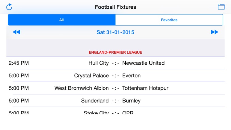 Football Fixtures  *