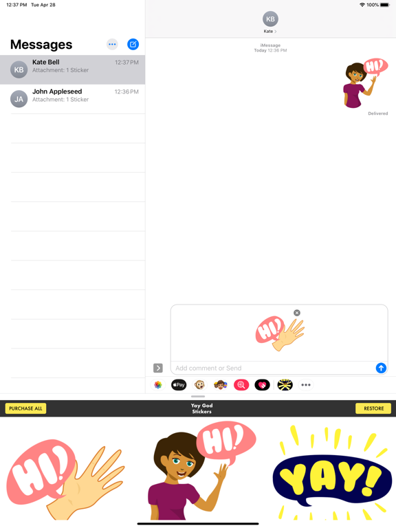 Yay God Stickers iPad screenshot