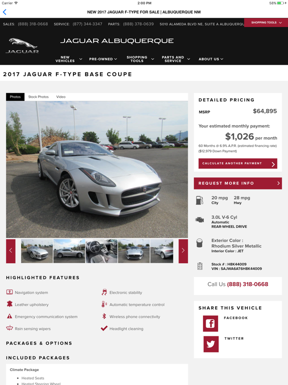 Jaguar Albuquerque iPad screenshot 4 - Shopping app