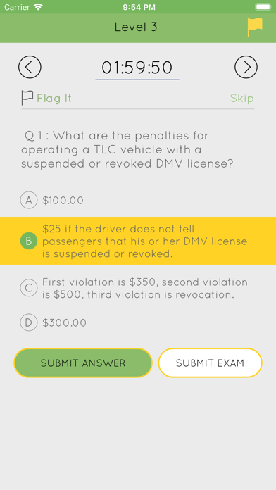 TLC Practice Exam Screenshot