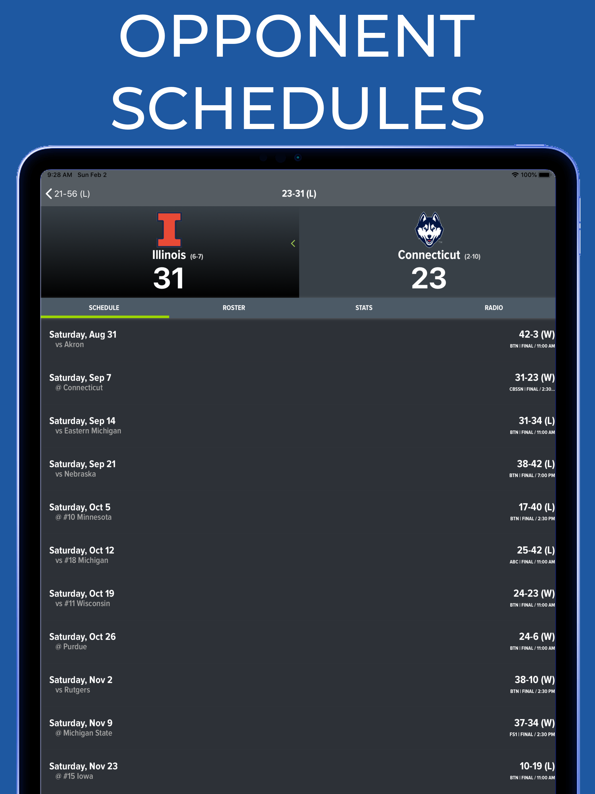 Connecticut Football Schedules screenshot 18