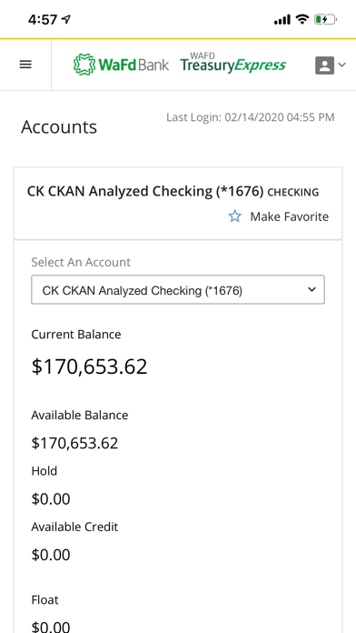 WaFd Treasury Screenshot