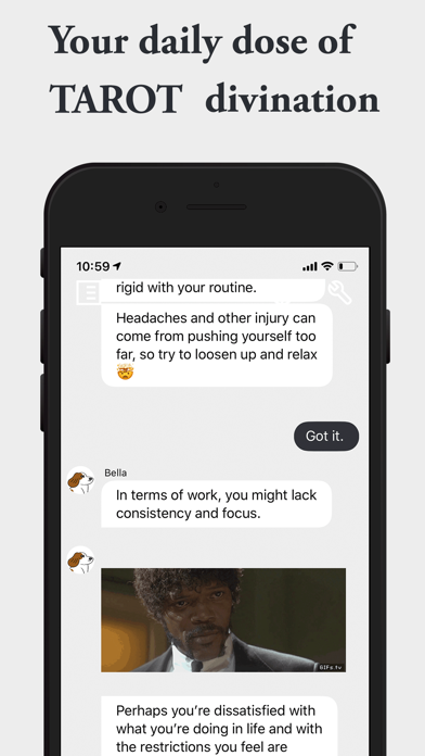 Tarot Chatbot - Dear Bella Screenshot