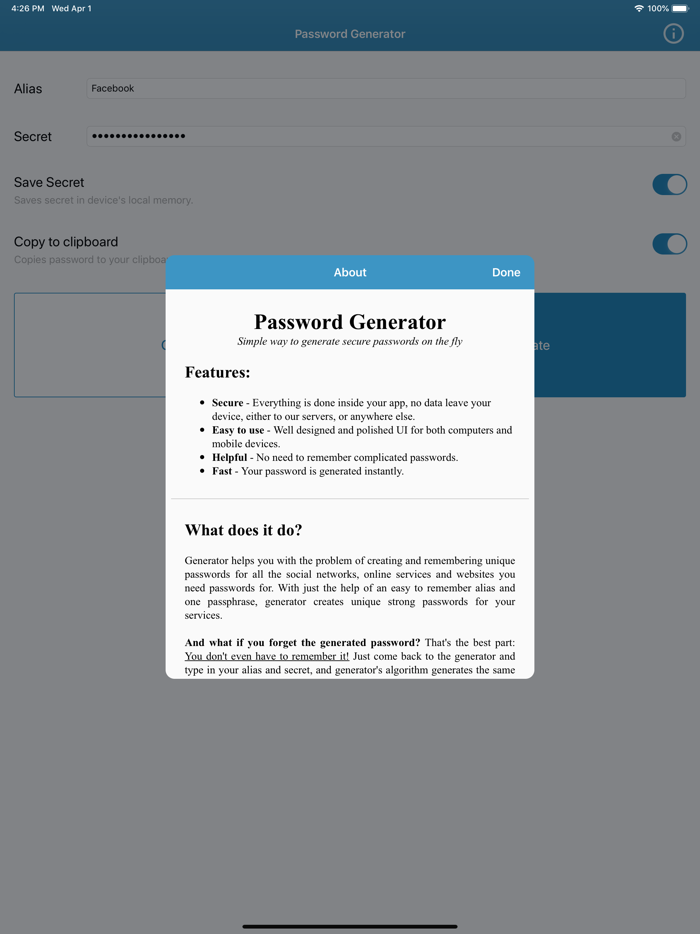 Password Generator on the fly