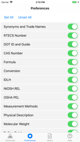 NIOSH Mobile Pocket Guide screenshot
