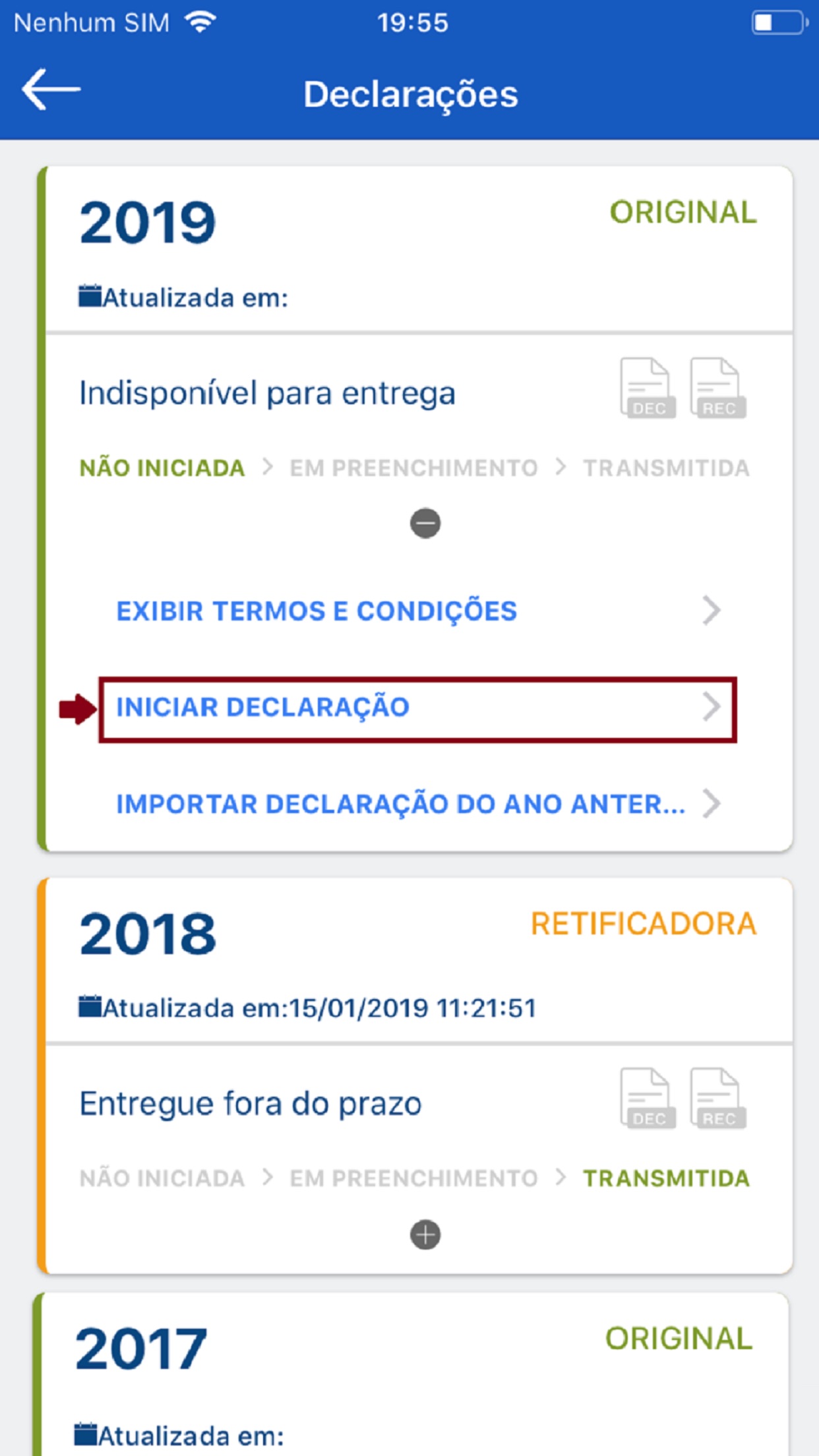 Screenshot do app Meu Imposto de Renda