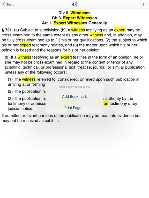 CA Evidence Code 2026 iPad screenshot 4 - Reference app