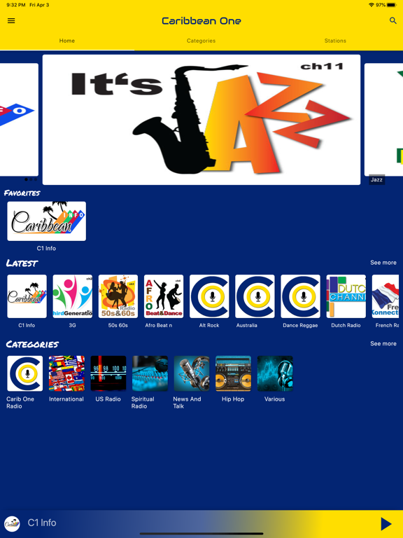 Caribbean One Radio iPad screenshot 3 - Music app