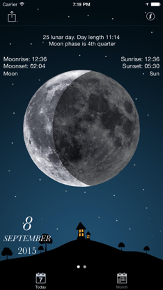 Sky and Moon phases calendar screenshot 2