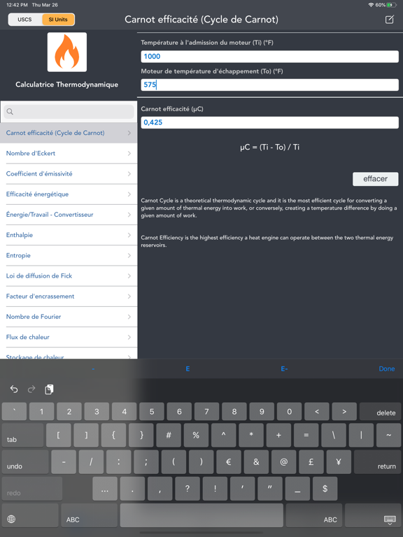 Screenshot #4 pour Thermodynamique lite