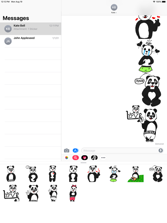 Panda with character iPad screenshot 2 - Stickers app