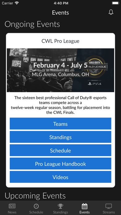 CWL iPhone screenshot 5 - Sports app