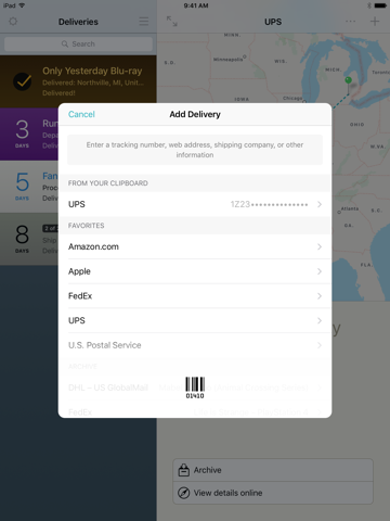 Deliveries: a package tracker screenshot 2