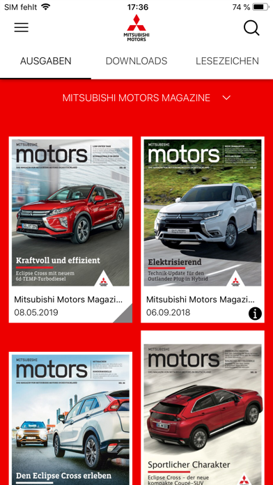 Mitsubishi Motors Prospekte Screenshot
