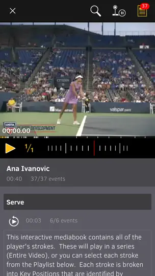 Captura de pantalla de USTA.TV en iPhone 4